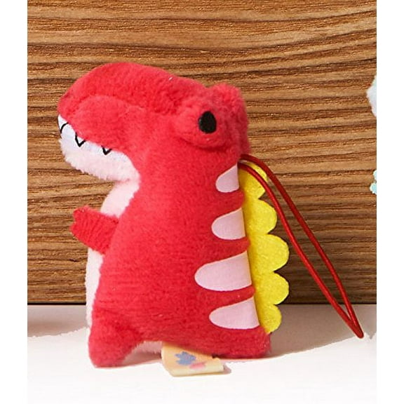 Cute Kawaii Dinosaur Family Gang Mini Strap Plush (2", Dinosaur - T Rex Red)
