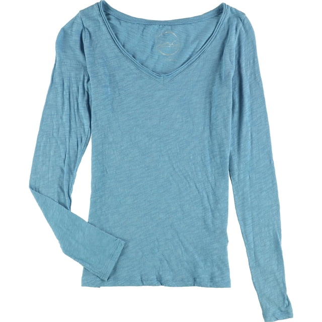 Camiseta básica de manga larga para mujer de INC, azul, extragrande
