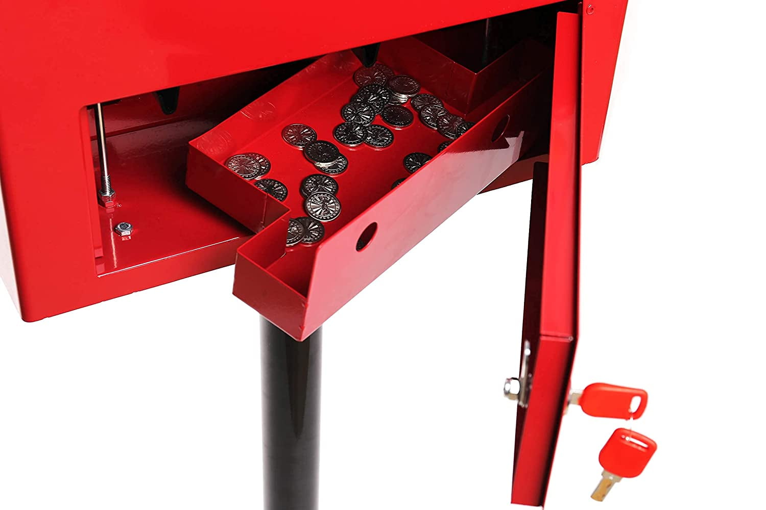 Vending Machine - Commercial Gumball and Candy Machine with Stand - Red Triple Vending Machine with Interchangeable Canisters - Coin Operated Candy Dispenser and Gumball Machine - Vending Dispenser