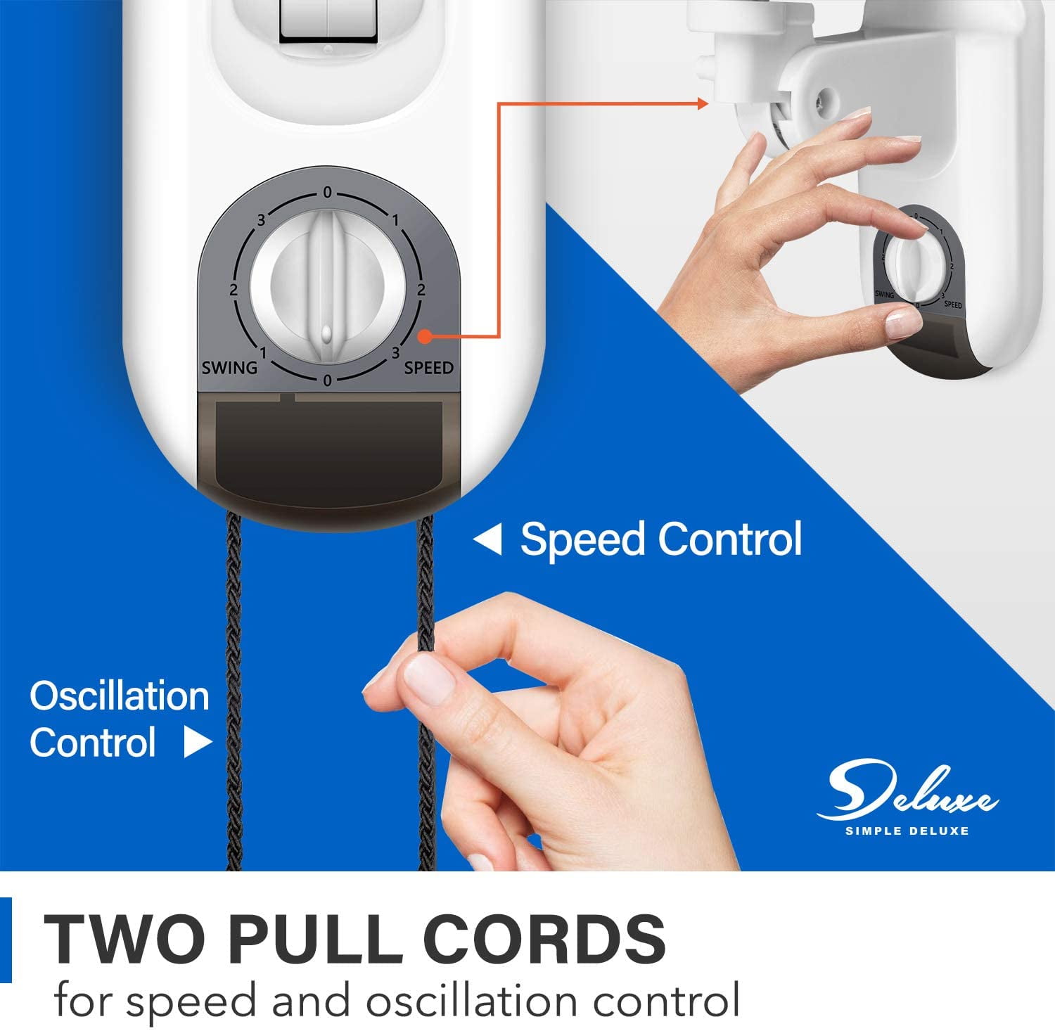 Simple Deluxe 16 inch 3 Speed Wall Mount Fan with Remote Control
