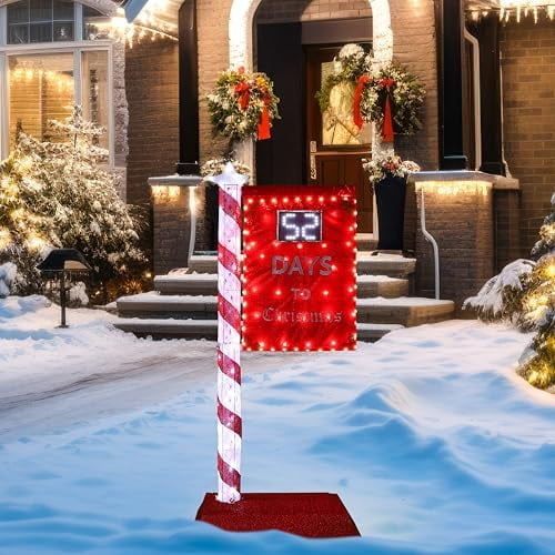 5FT Countdown Sign Outdoor Christmas Decorations, Lighted Christmas Countdown Sign with 125 LED Lights, Remote Control Available Within 0-60 Days Holiday Display for Indoor Outdoor$$Garden & Patio