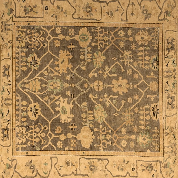 Ahgly Company Indoor Square Abstract Brown Modern Area Rugs, 6' Square