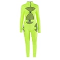 thumbnail image 4 of Giftesty Womens Pants Clearance!Women's Buckle High Neck Jumpsuit Long Sleeves Sexy Hollowing Out Romper, 4 of 7