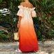 thumbnail image 5 of Mujeres Más Tamaño Manga Corta Tops Off-Hombro Ruffle Puff Manga Maxi Vestido, Vestido de Vacaciones de la Playa Gradiente Flujo para el Resort de Verano, 5 of 8