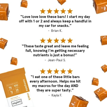 Soylent Plant Based Nutrition Mini Snack Bars, 6g Protein Snacks, Salted Caramel, 24 Pack