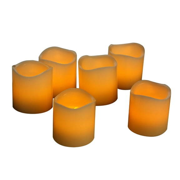 EcoGecko Set of 6 Real Wax LED Votive Candles, Flameless Candles With Timer - Votive Size, Battery Candle Set, Flickers Realistically. D 2 X H 2 Inches