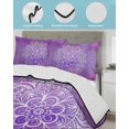 thumbnail image 4 of Quilts Twin Size, Boho Floral Soft Comforter Bedding Set for Bed, Purple Flowers Vintage Bohemian Watercolor Lightweight Quilted Bedspread with Pillow Cover(2 Pieces) for All Season, 68x86 Inch, 4 of 6