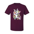 thumbnail image 2 of Wild Bobby, Awesome Dabbing Dab Rainbow Unicorn Fantasy, Streetwear, Men's Graphic Tees, Maroon, X-Large, 2 of 3
