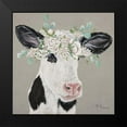 thumbnail image 2 of Hollihocks Art 20x20 Black Modern Framed Museum Art Print Titled - Patience the Cow, 2 of 5