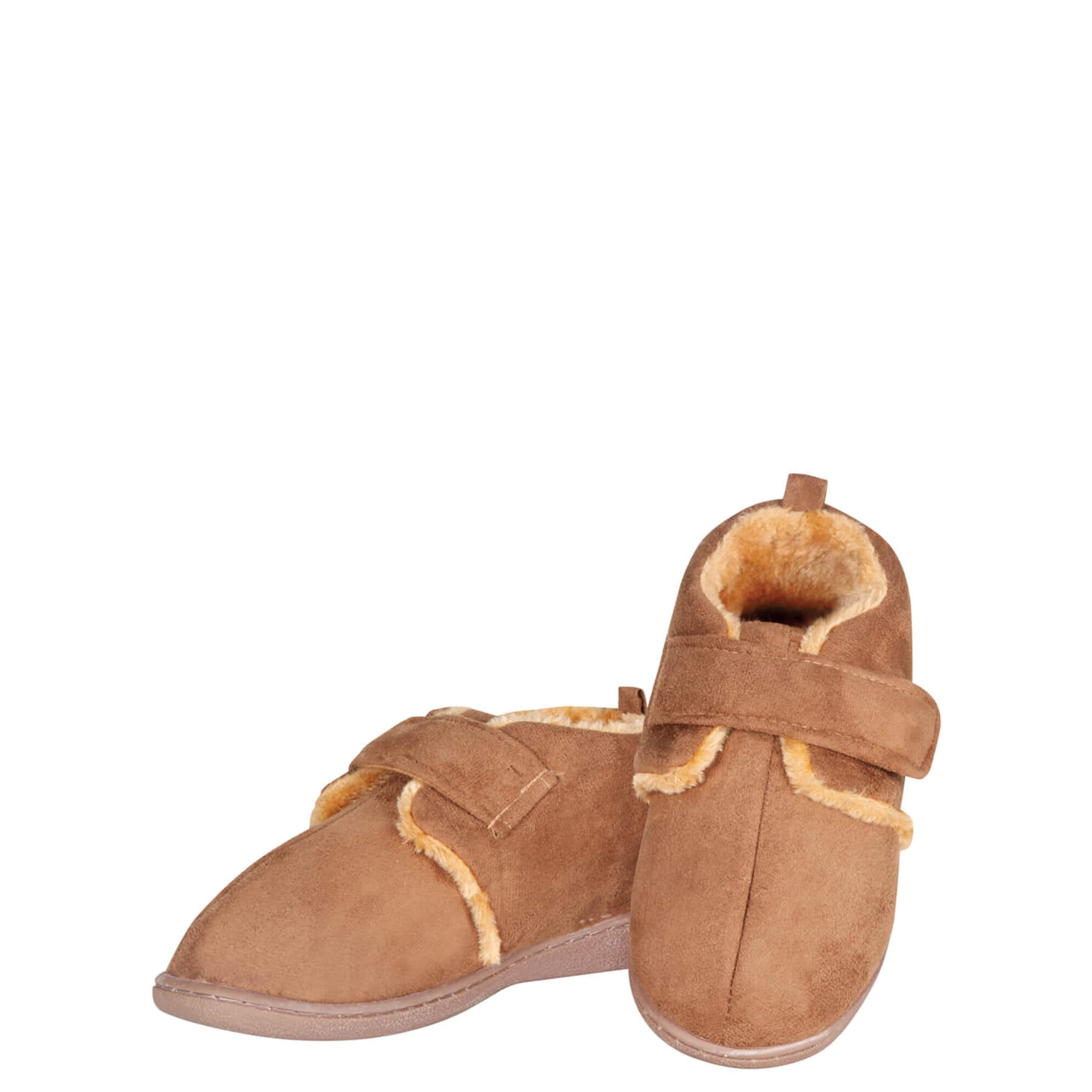 Diabetic Comfort Slippers, Adjustable House Shoes, Tan, Men's Large