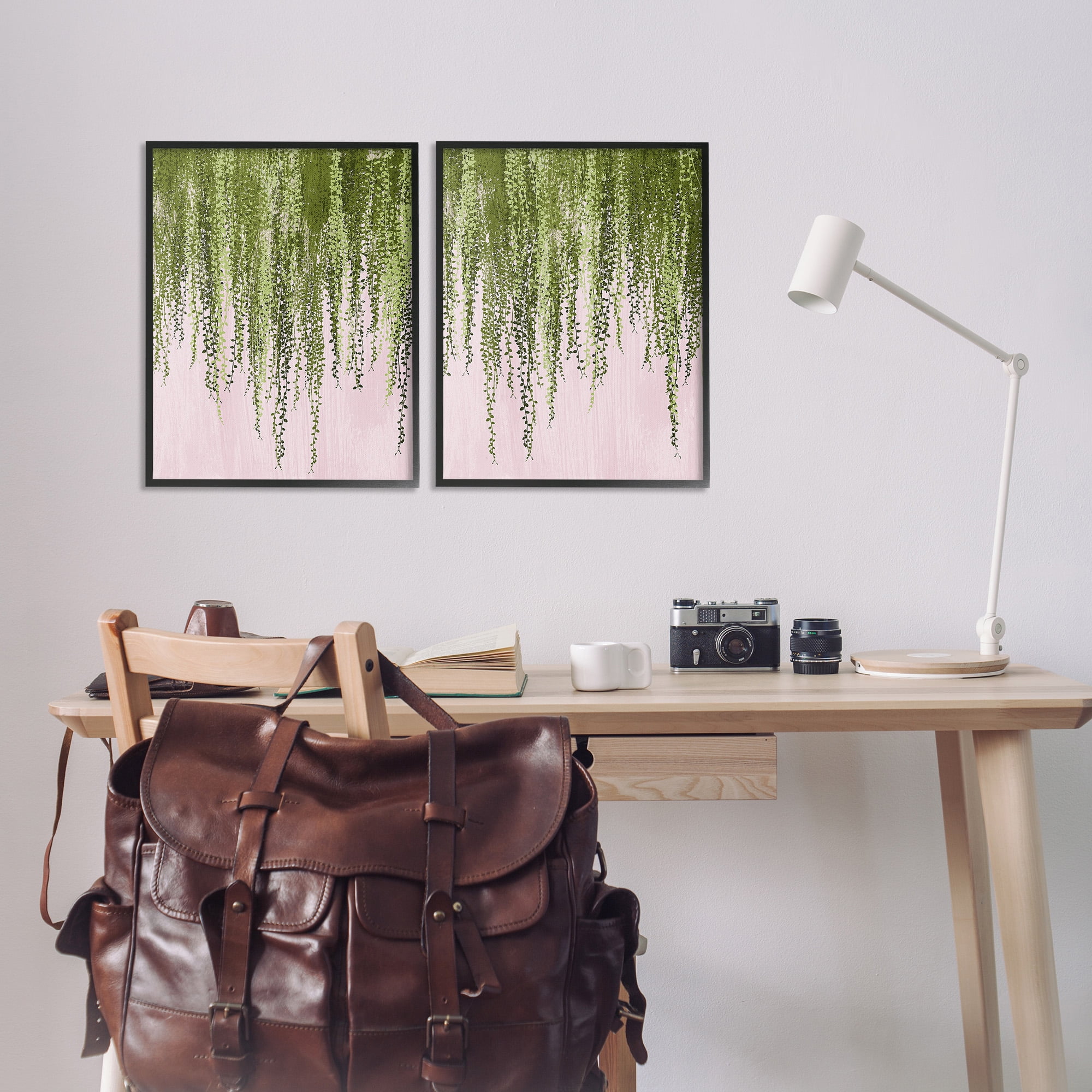 Stupell Industries Natural Falling Ivy Botanical & Floral Painting Black Framed Art Print Wall Art, 16 x 20, Set of 2