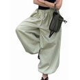 thumbnail image 2 of Women'S Casual Cotton Baggy Pants with Elastic Waist Relax Fit Lantern Trouser Green S, 2 of 10