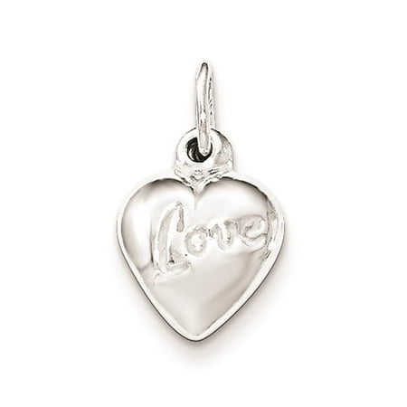925 Sterling Silver Polished Love Reversible Puff Heart Charm Pendant