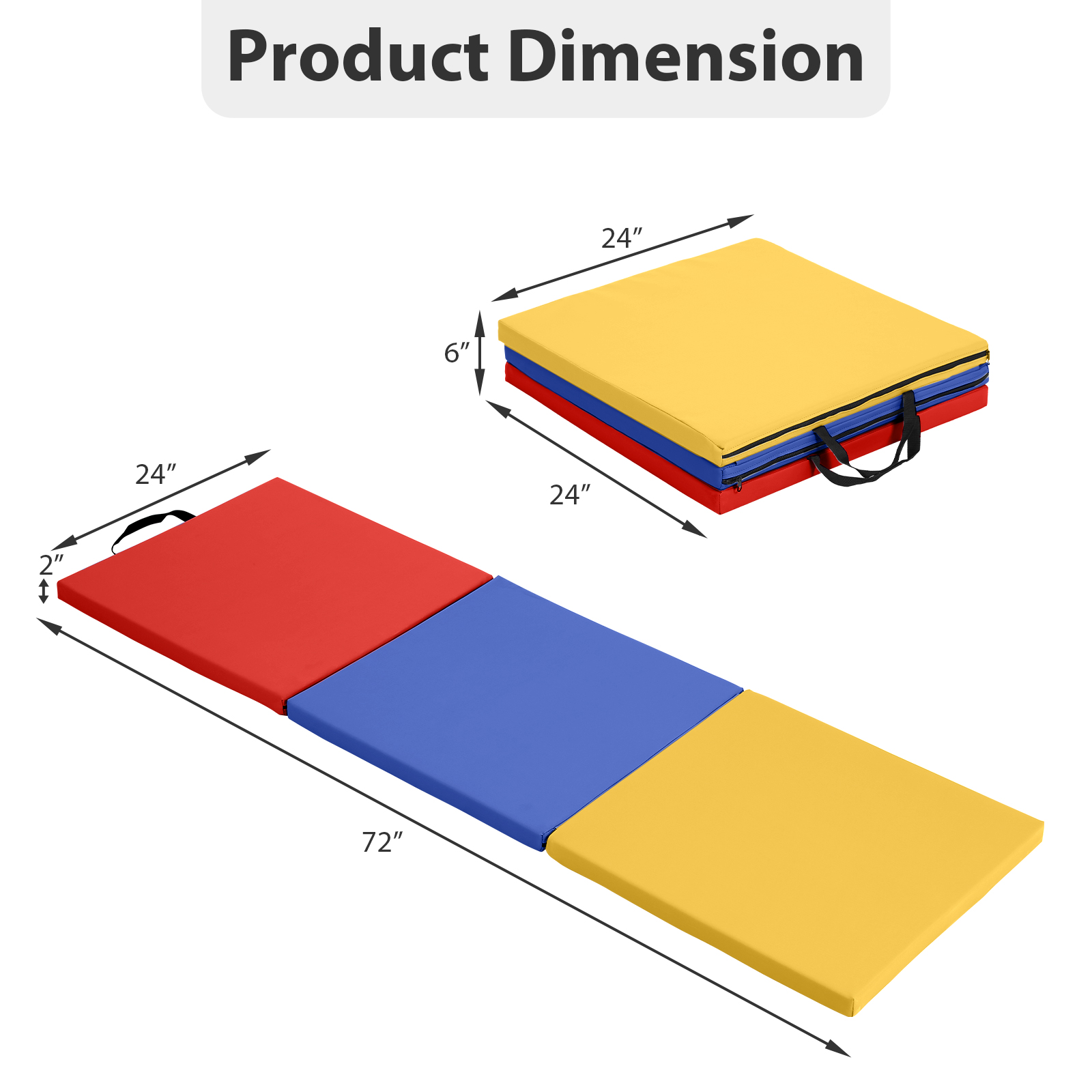 CL.HPAHKL Folding Gymnastics Mat 2'x6'x2'' Portable Lightweight Tumbling Mat for Kids Adults Yoga Home Gym Fitness, CM