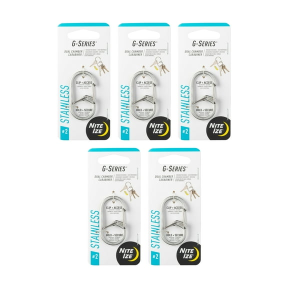 Nite Ize G-Series Dual Chamber Carabiner - Stainless - Size 2 - 5 Count (5 Pack)