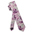 thumbnail image 2 of Cotton Floral Tie for Men 2.5" Printed Skinny Necktie Pocket Square Tie Clip Set Flower Wedding Party Groom Pink, 2 of 6