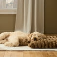 thumbnail image 3 of TOWN & COUNTRY LUXE CuddleTown Ribbed Bubble Stripe Pillow Crate Mat Pet Bed, Machine Washable Cover, Soft & Calming, Non-Slip Bottom, Brown, Extra Small 23"x17"x3", 3 of 8