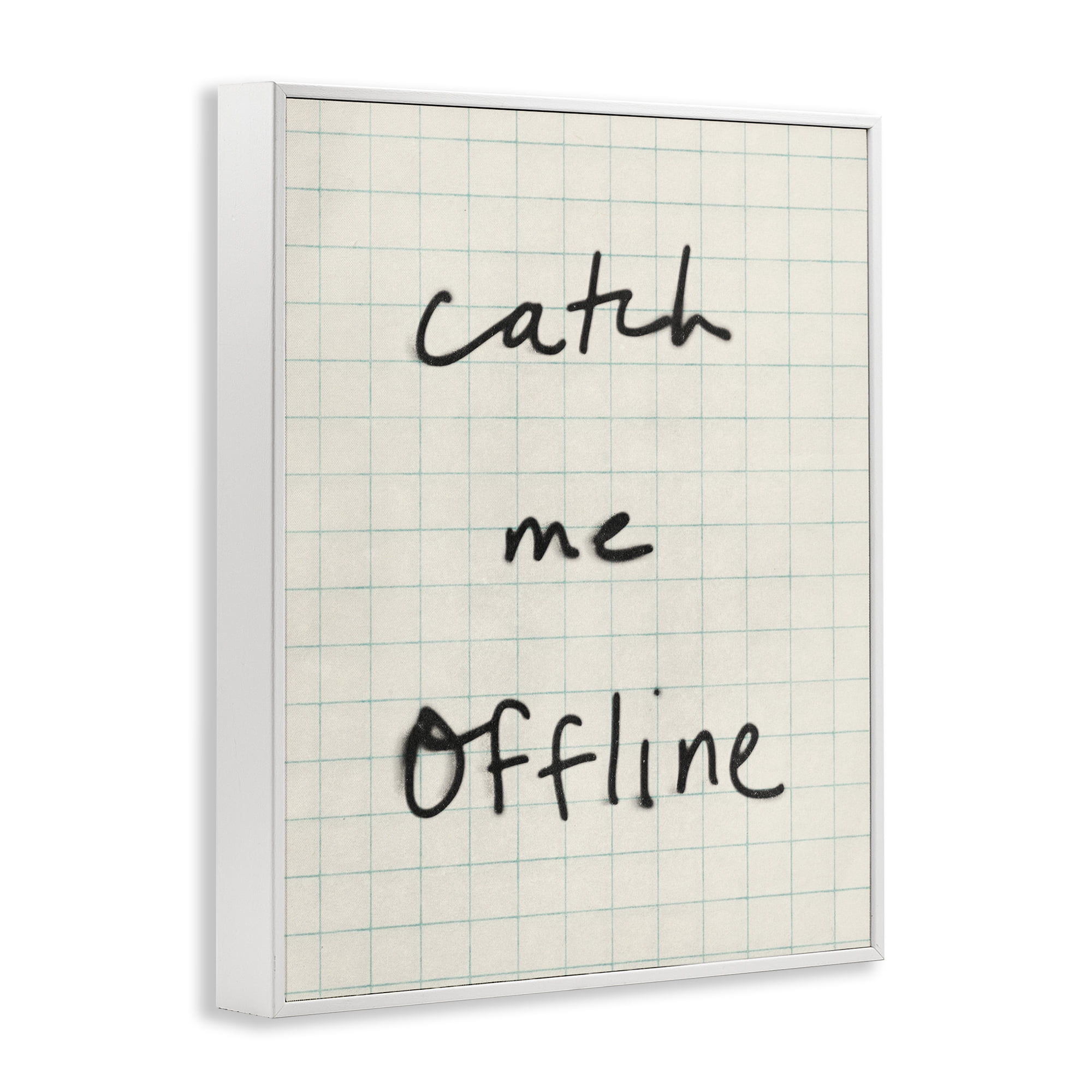 Stupell Industries Catch Me Offline Scrawl White Framed Giclee Art, design by Victoria Barnes