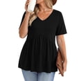 thumbnail image 6 of OGLCCG Plus Size Tops for Women Casual Oversized Tshirts for Women Loose Fit V Neck Babydoll Top Summer Basic Tees L-5XL, 6 of 6