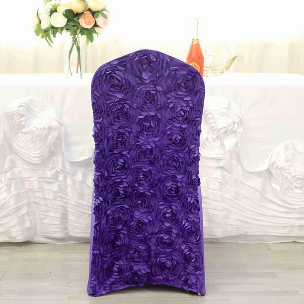 Efavormart 30 PCS Satin Rosette Purple Stretch Banquet Spandex Chair ...