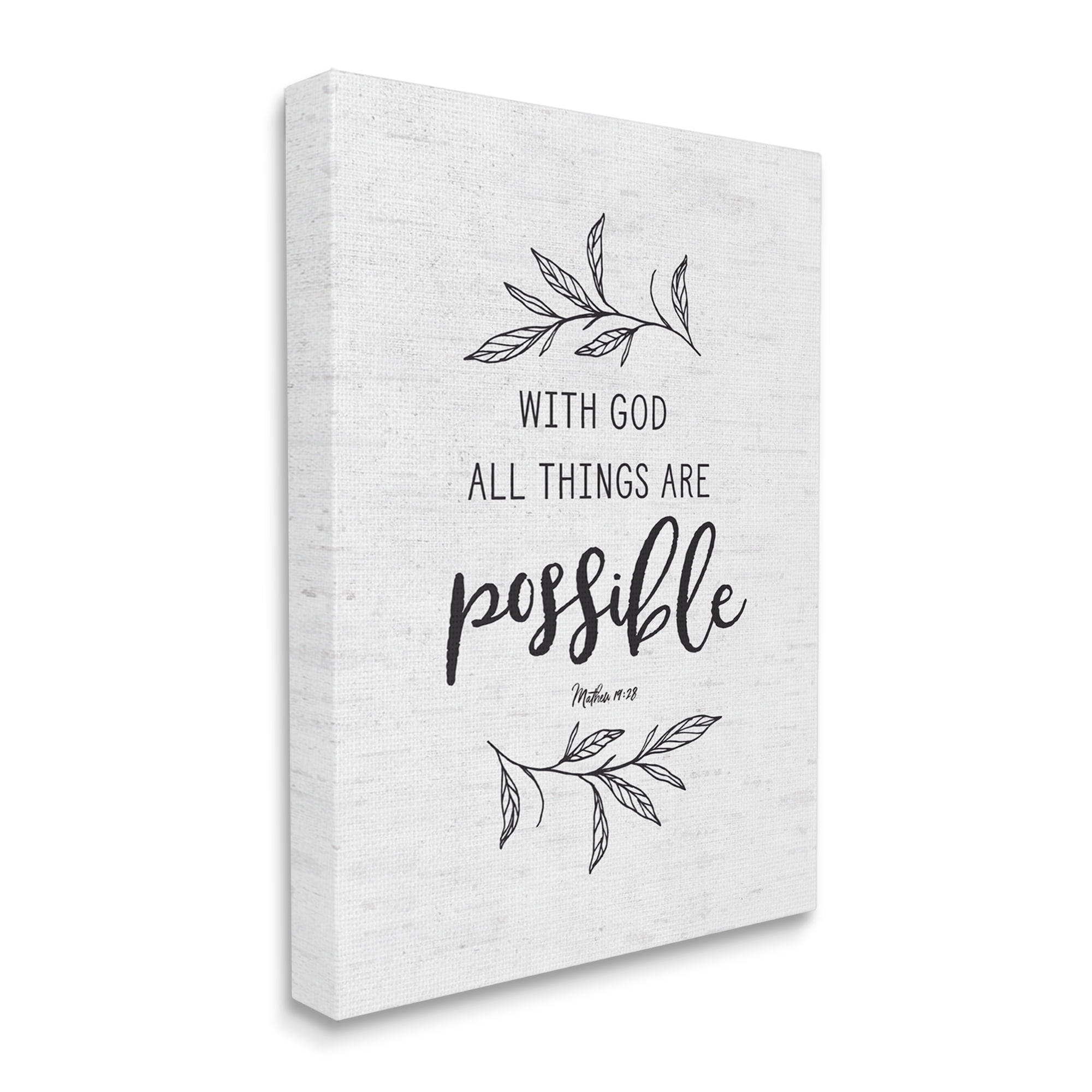 Stupell Industries Motivational Scripture Verse Phrase Botanical Leaf Sprigs Graphic Art Gallery Wrapped Canvas Print Wall Art, Design by Lettered and Lined
