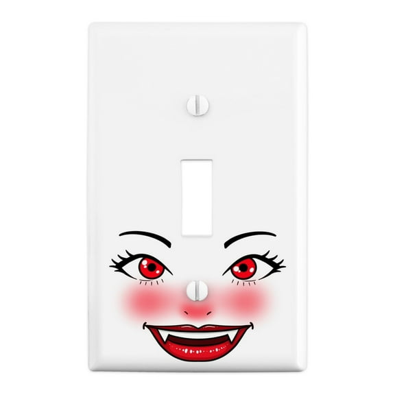 Happy Vampire Girl Smiling Face Plastic Wall Decor Toggle Light Switch Plate Cover