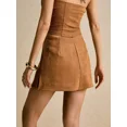 thumbnail image 6 of Brown Suede-Texture A-Line Skort With Button-Up Top Set Casual Mini Skort, 6 of 30