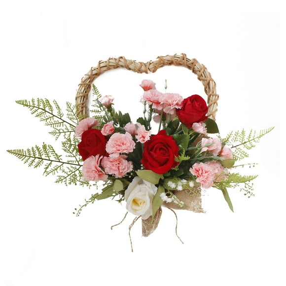 Cœurs de printemps tulipes roses rouges Carnations Love Wreaths Mur suspendu Decoration Porte de la Saint-Valentin Cadeau de la fête des mères