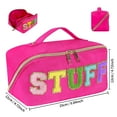 thumbnail image 3 of Preppy Bag Stoney Clover Makeup Bag Nylon Travel Cosmetic Bag Preppy Stuff Toiletry Bag Makeup Pouch Chenille Letter Makeup Bag Valentine's Day Birthday Gifts for Women Girls（Rose red）, 3 of 8