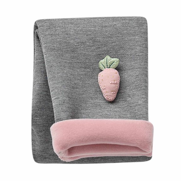 Odeerbi Kids Leggings Baby Tights Fall Winter Girls Ruffle Side Embroidery Leggings Cropped Trousers Gray