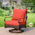 thumbnail image 5 of SUMMIT LIVING 4-Piece Outdoor Patio Furniture Set with 57" Fire Pit Table, Outdoor Patio Conversation Set with Swivel Chairs for 5, Red, 5 of 12