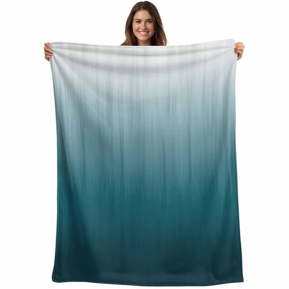 Blue Ombre Blanket Soft Cozy Warm Throw Blanket for Couch, Plush Fuzzy Flannel Fleece Blankets for Sofa, Contemporary Gradient Abstract Art Bed Blankets Lightweight Gifts for Women, 50"x60"