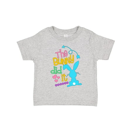 

Inktastic The Bunny Did It Easter Humor with Blue Bunny Silhouette Gift Toddler Boy or Toddler Girl T-Shirt