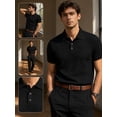 thumbnail image 5 of Dressy Two Piece Set for Knitted Short Sleeve Shirt & Pants Business Casual Office Outfit Spring Summer 2 PC Sets Black 2XL, 5 of 7
