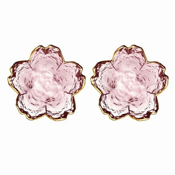 1-3Pcs Japanese Style Small Glass Plate With Golden Border Mini Seasoning Dessert Cute Style Sakura Bowl For Ice Cream Sala