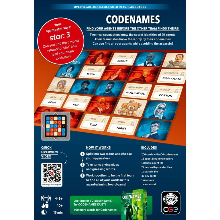 Czech Games Edition Codenames 2.0 – Updated Party Word-Clue Board