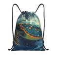 thumbnail image 1 of Saiise Surfing Turtle Pattern Sports Drawstring Backpack - String Swim Gym Bag with Wet Proof Pocket for Women&Men-Small, 1 of 6