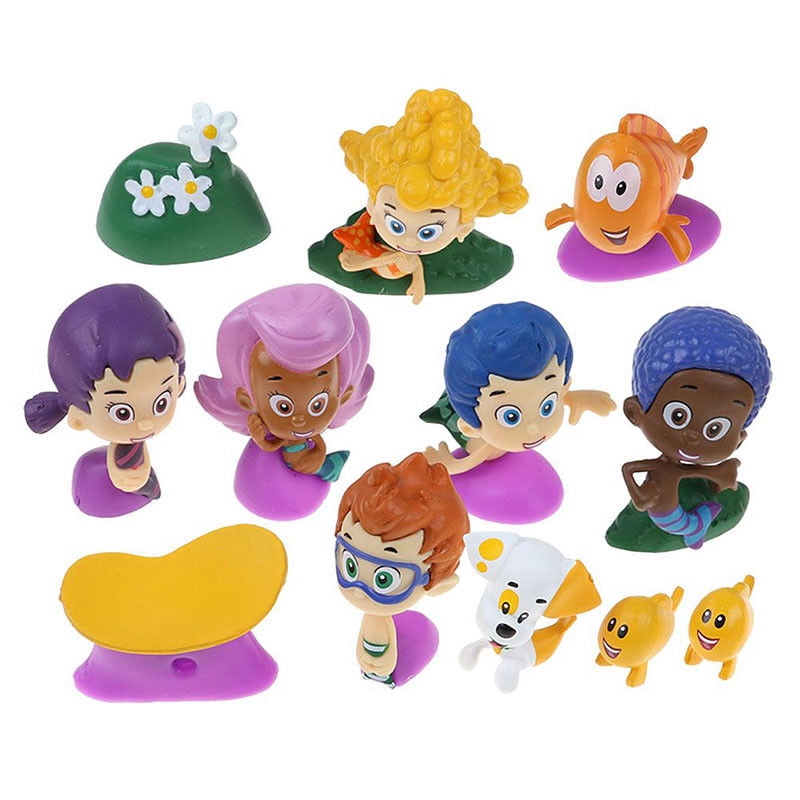 12 Pcs Cartoon Bubble Guppies Gil Molly Nonny Vinyl PVC Figure Toy Cake Toppers 