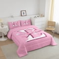 thumbnail image 4 of Manfei Kids Personalized Initial E 3pcs Full Comforter Set - Kawaii Pink Bow Princess, 4 of 8