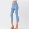 thumbnail image 3 of Riforla Women's Leggings Stretch Capri Denim Yoga Pants V Shape Lifting Design Pockets Outerwear High Waisted Fitness Women Tights Light Blue XS, 3 of 5