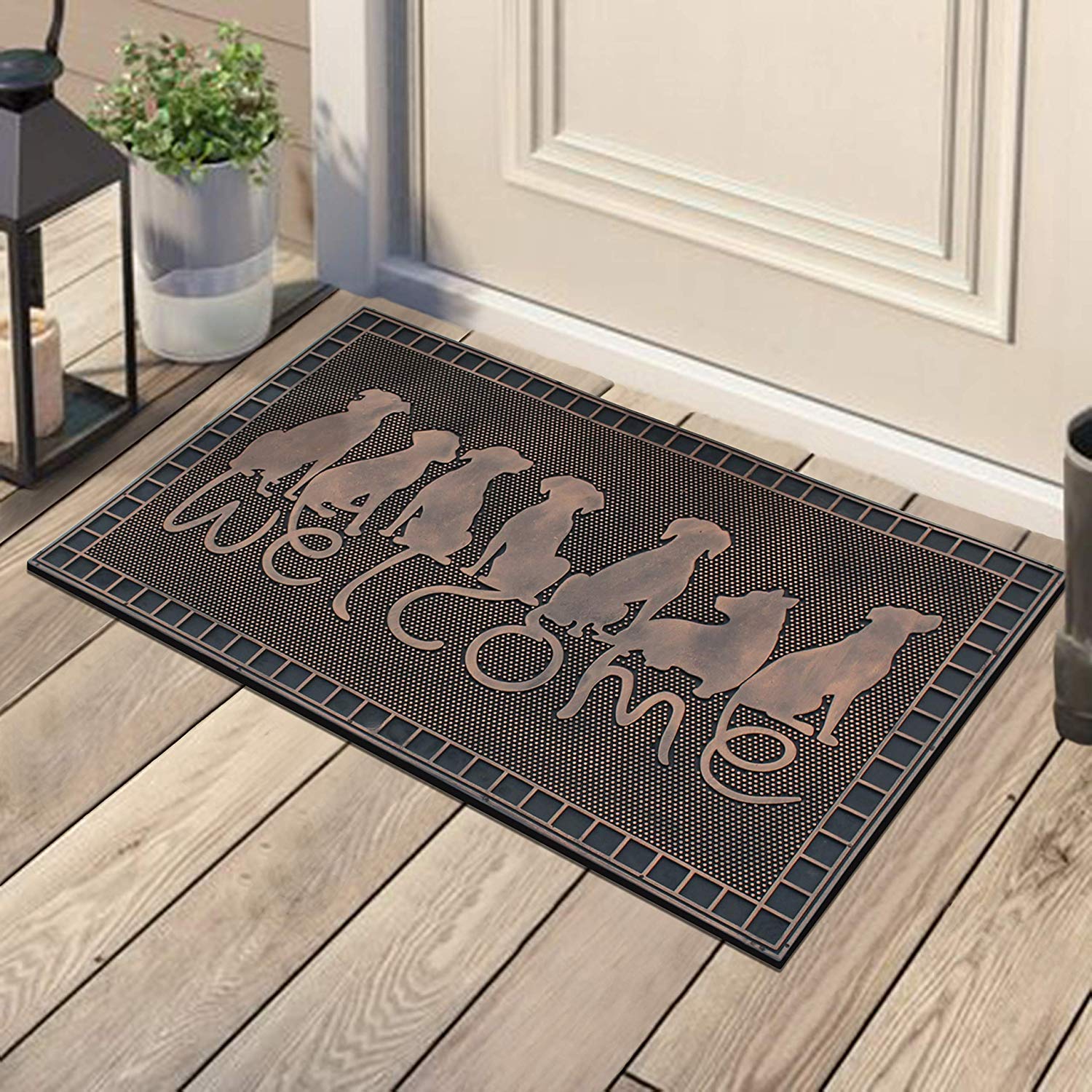 A1HC Rubber Pin Doormat Dogs Tails Welcome Mat, Beautifully Copper Finished Outdoor Indoor Entance Mats 18" X 30"