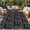 thumbnail image 2 of Black Floral Outdoor Rug 5x8 Ft - Reversible Patio Rug Outdoor Camping Rugs, Vintage Farmhouse Abstract Flowers Pattern Indoor Outdoor Area Rugs, Non-Slip Outdoor Carpet Runner for Deck/Porch, 2 of 8