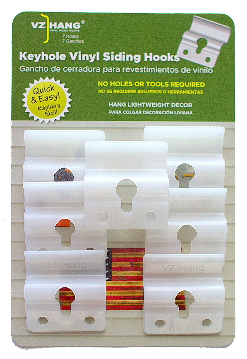 VZ Hang Keyhole Vinyl Siding Hooks 7 Pack