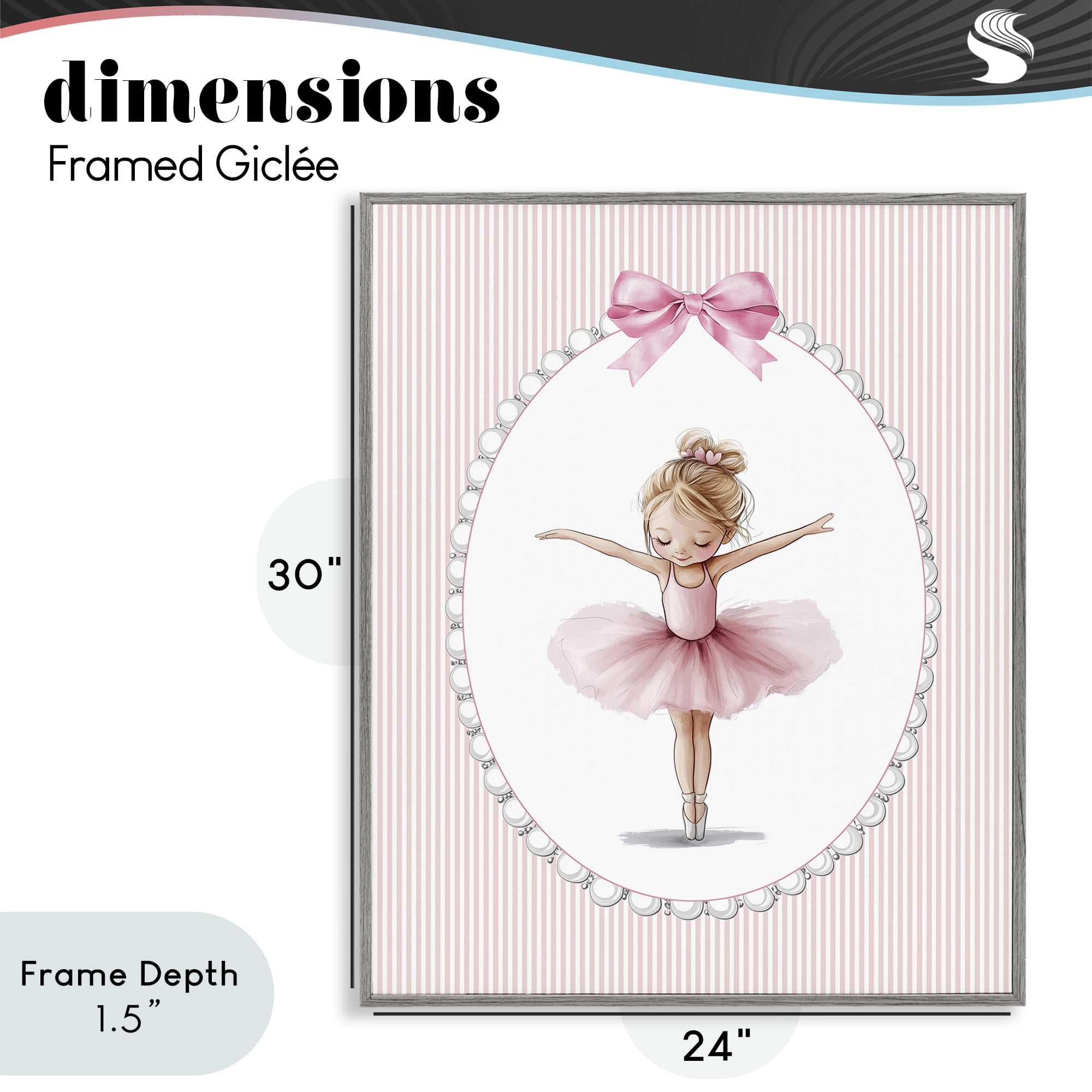 Stupell Industries Dancing Pink Ballerina Gray Framed Giclee Art, design by Christine Simpson Art