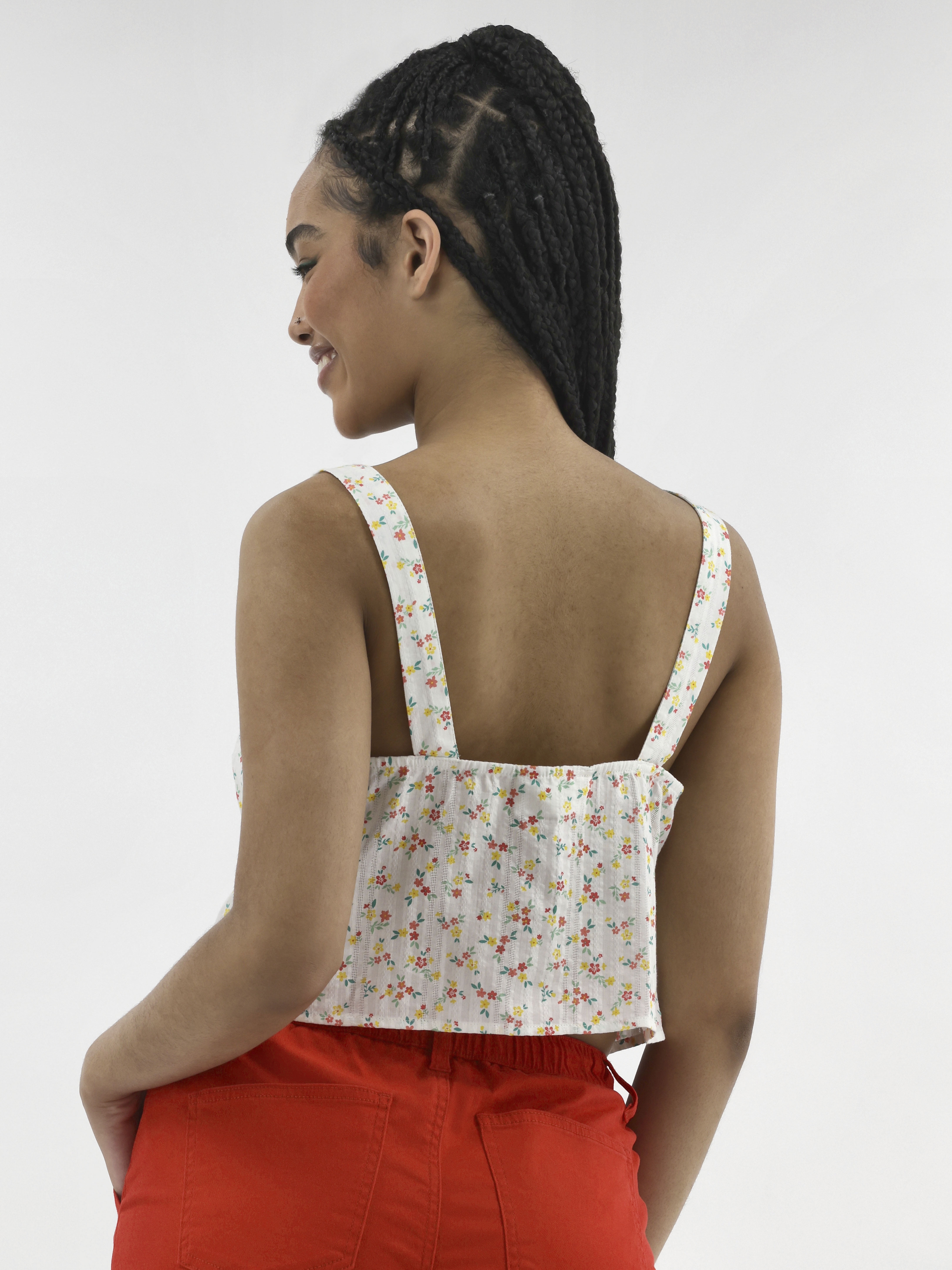 No Boundaries Tie-Front Woven Cotton Top, Women's