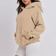 thumbnail image 3 of Outfmvch Hoodies Womens Hoodies Women'S Solid Color Zipperless Long Sleeved Pullover Hooded Sweater Zip Up Hoodie Women Khaki Xl, 3 of 5
