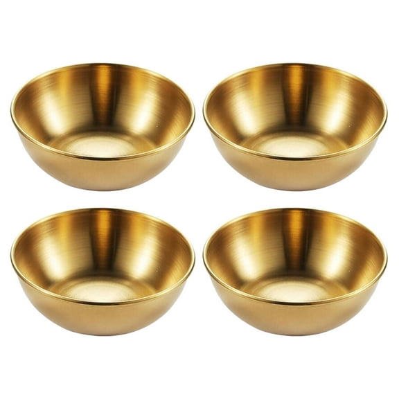 MRLESS 4Pcs Stainless Steel Dipping Sauce Cups Metal Serving Bowls Golden