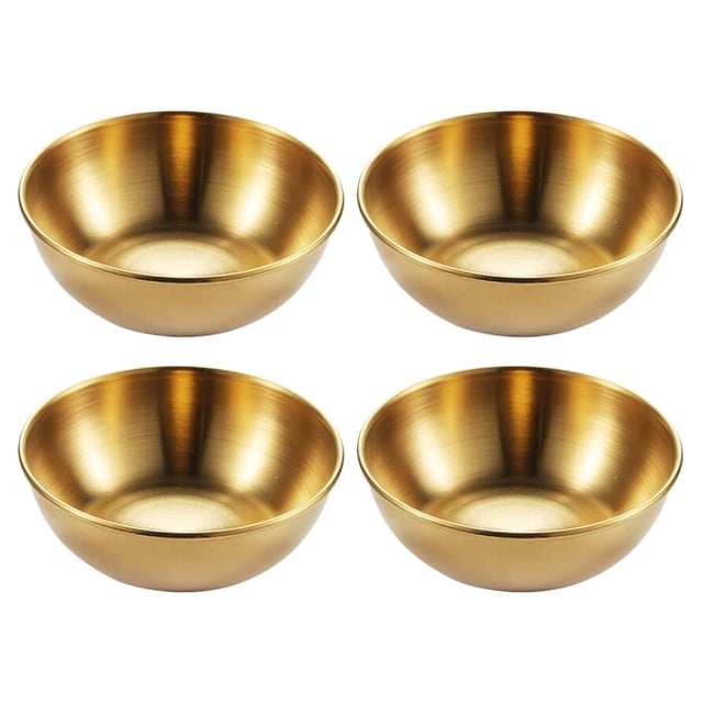 MIANGASTORE 4 Pcs Assiettes à Assaisonnement en Acier Inoxydable Assiettes à Sauce Soja Apéritif Utile