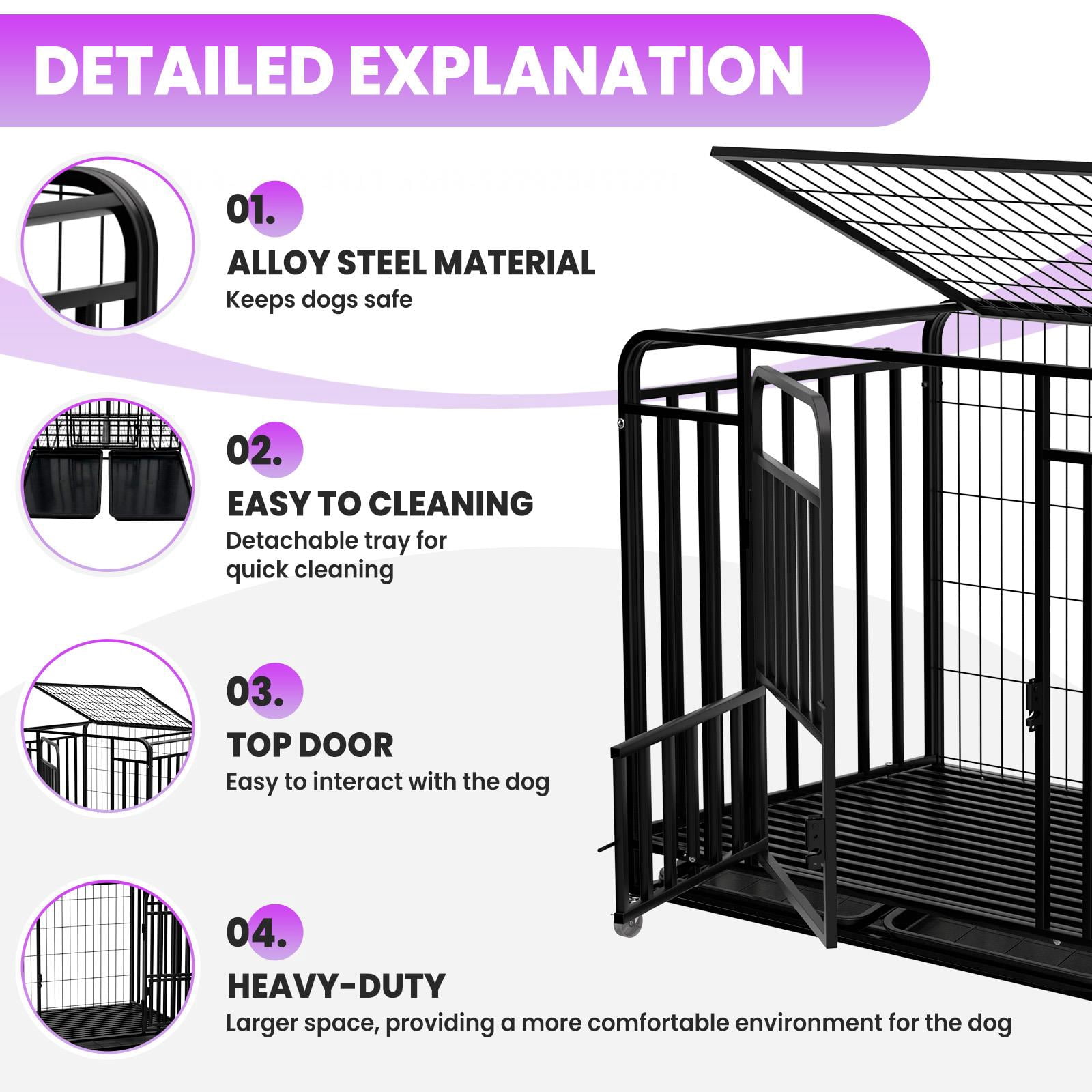 42-Inch Black Heavy Duty Dog Crate Built strong for dogs from small to large breeds. Ideal for training, relaxing at home, and portable use during travel.