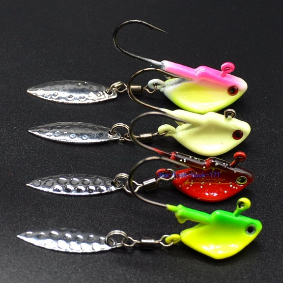 12pcs Fishing Jigs with Willow Blades Underspin Jig Head Bass Jig Hook 3.5g7g10g